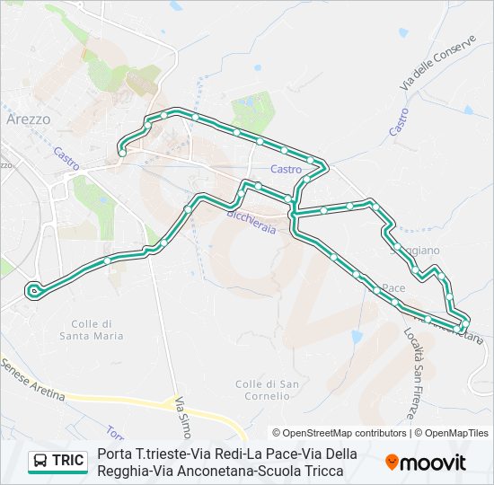 Percorso linea bus TRIC