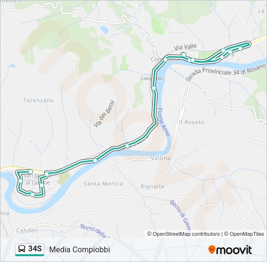 34S Bus Line Map