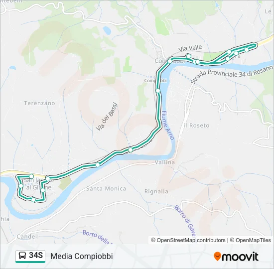 34S Bus Line Map