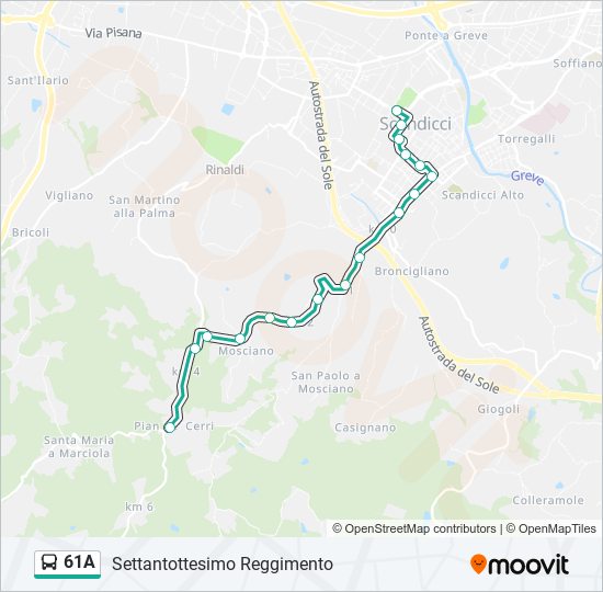 61A bus Line Map