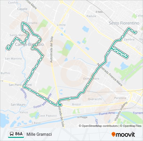 86A Bus Line Map