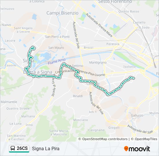 Percorso linea bus 26CS