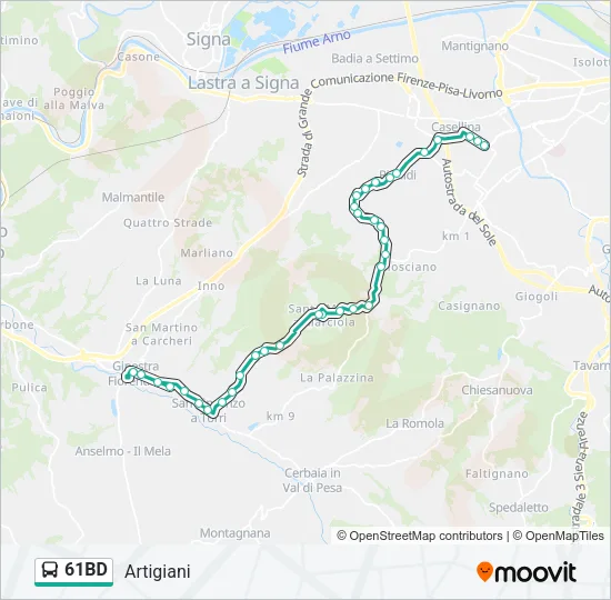 61BD Bus Line Map