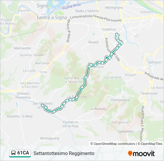 61CA Bus Line Map