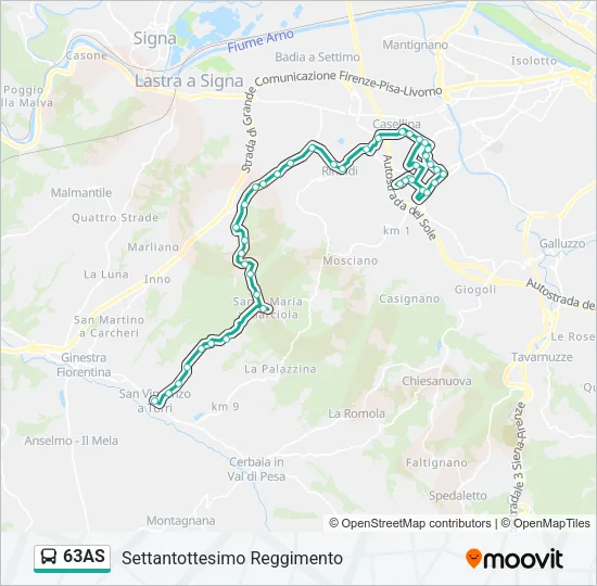 63AS Bus Line Map