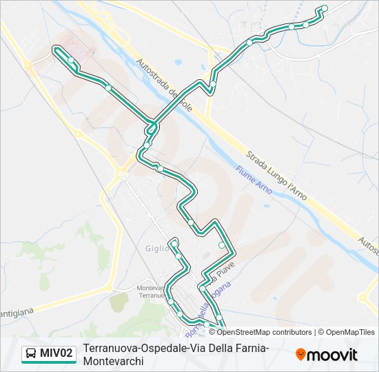 Percorso linea bus MIV02