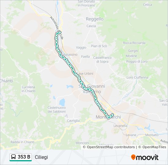 353 B bus Line Map