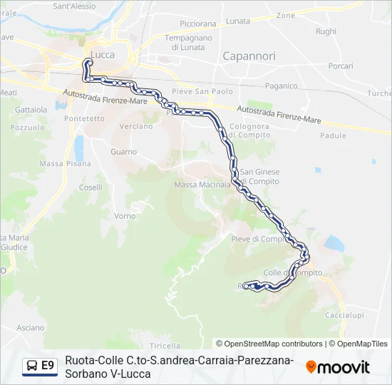 E9 Bus Line Map