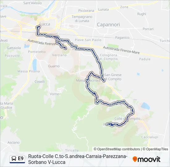 E9 Bus Line Map