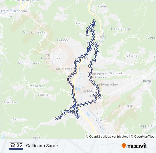 Percorso linea bus S5