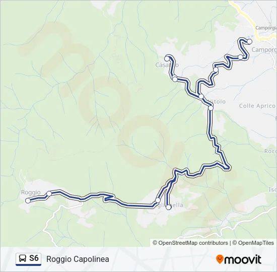Percorso linea bus S6
