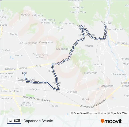 E20 Bus Line Map