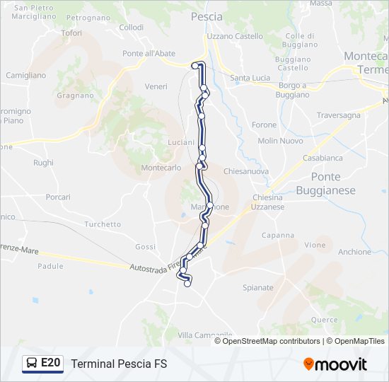 Percorso linea bus E20