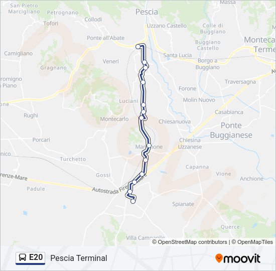 Percorso linea bus E20