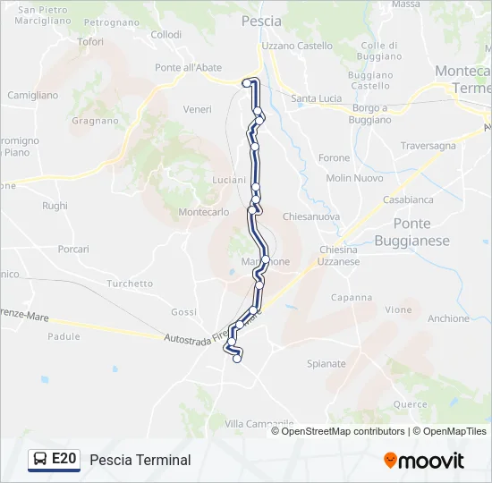 E20 Bus Line Map