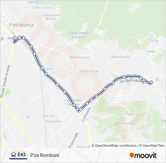 E43 Bus Line Map