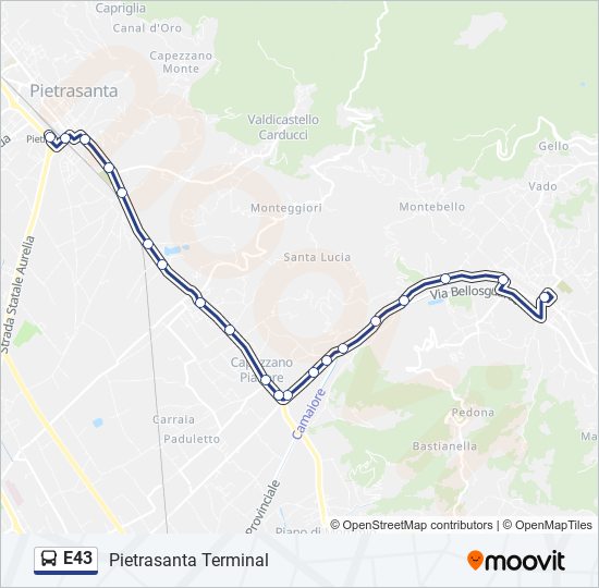 E43 bus Line Map