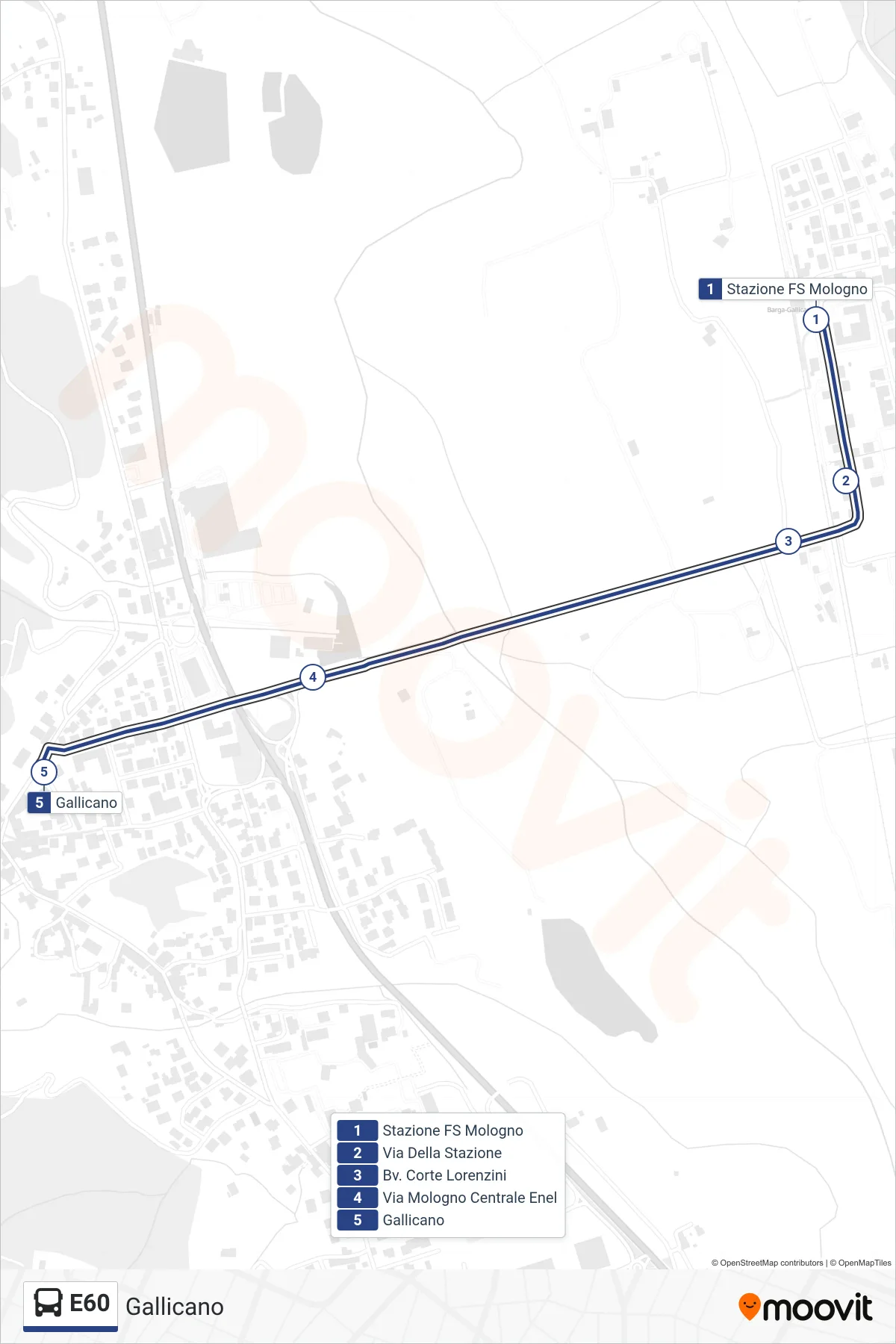 Linea E60 bus (Gallicano) - Percorsi e fermate sulla mappa