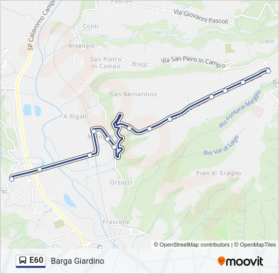 Percorso linea bus E60