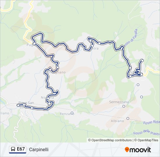 Percorso linea bus E67