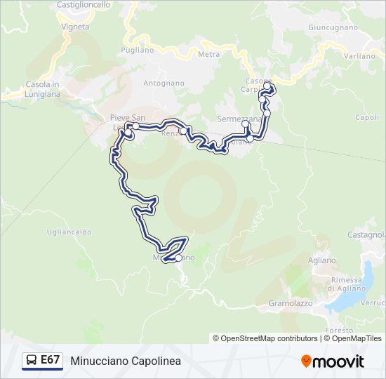 E67 Bus Line Map