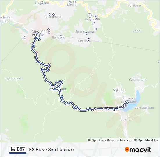E67 Bus Line Map