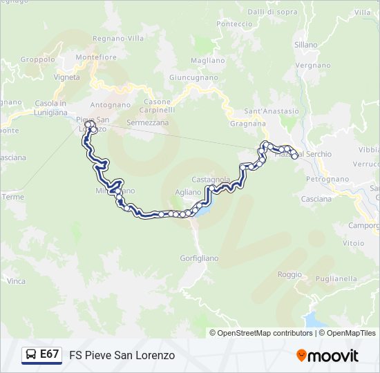 E67 Bus Line Map