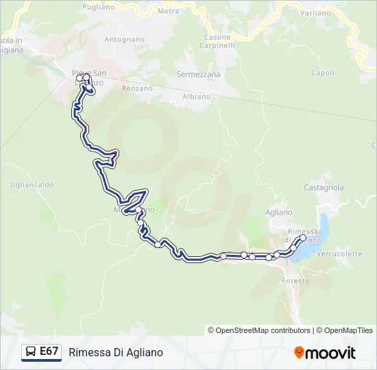 E67 Bus Line Map