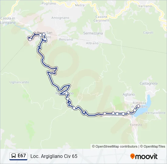 E67 Bus Line Map