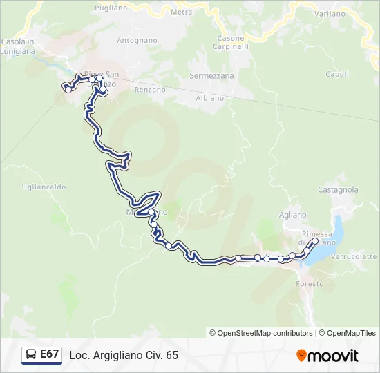 E67 Bus Line Map
