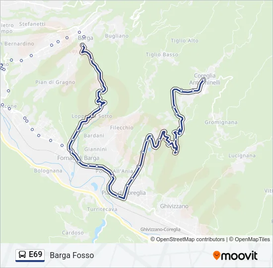 Percorso linea bus E69