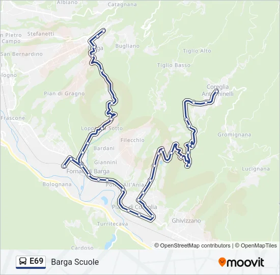 Percorso linea bus E69
