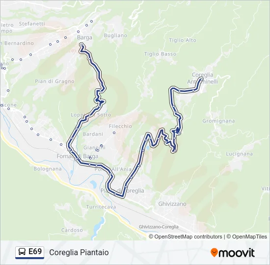 Percorso linea bus E69