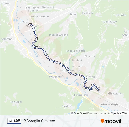 Percorso linea bus E69