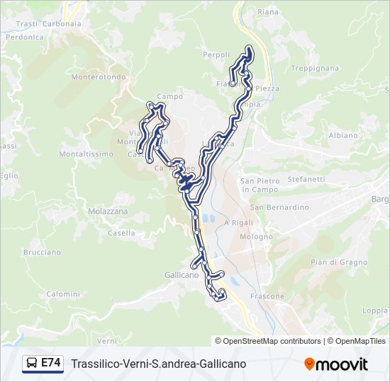 Percorso linea bus E74