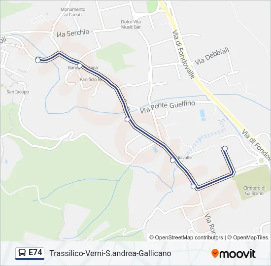 E74 Bus Line Map