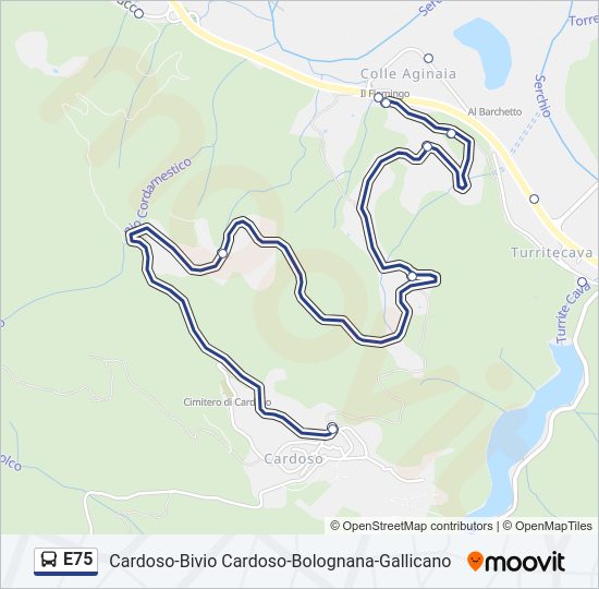 Percorso linea bus E75