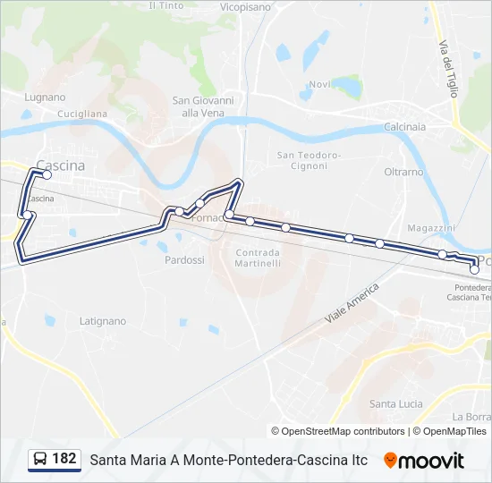 Percorso linea bus 182