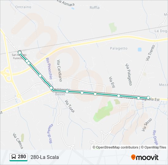 280 bus Line Map