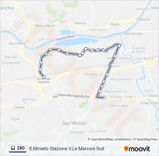 280 Bus Line Map