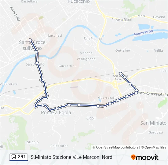 291 Bus Line Map