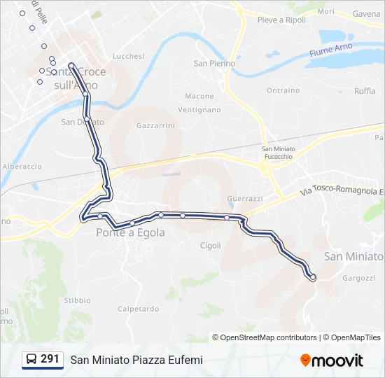 291 Bus Line Map