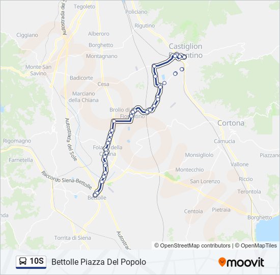 Linea 10s orari fermate e mappe 10s Bettolle Piazza Del Popolo