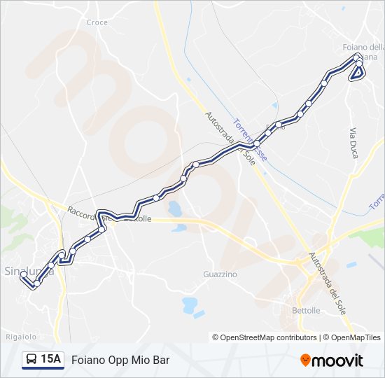 Percorso linea bus 15A