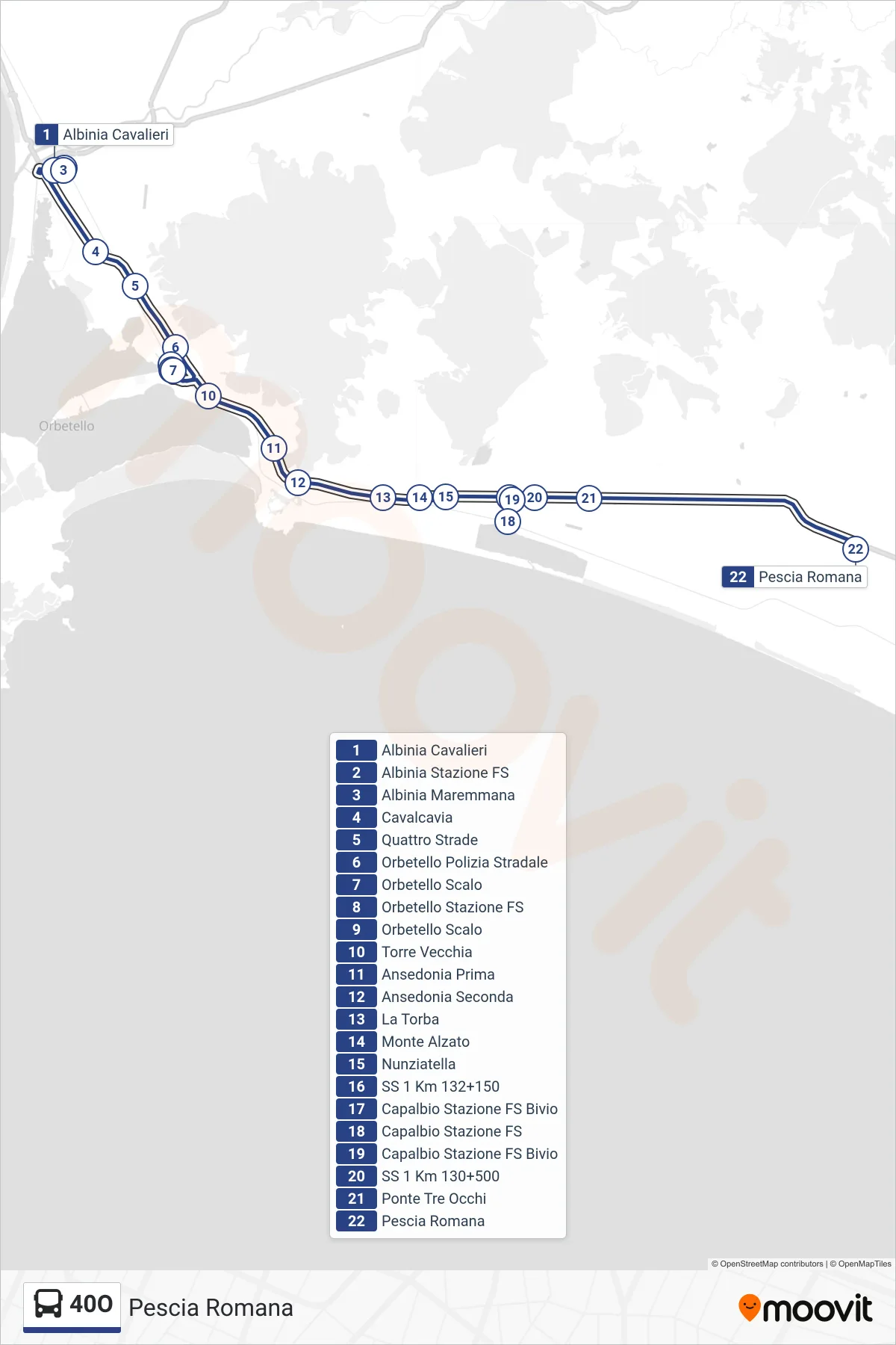 Linea 40O bus (Pescia Romana) - Percorsi e fermate sulla mappa