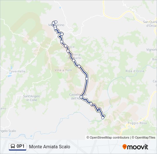 Percorso linea bus 0P1