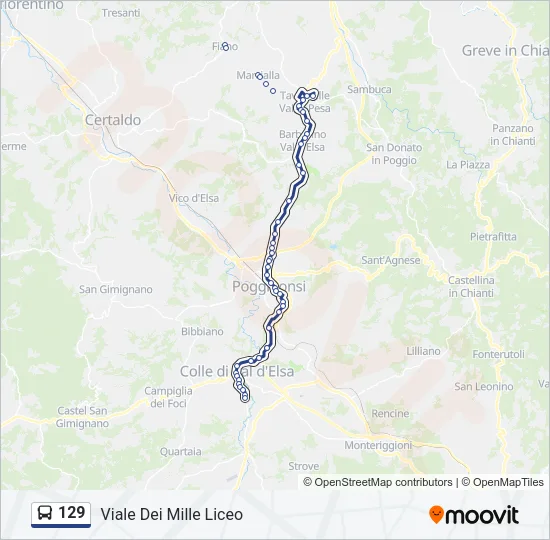 Percorso linea bus 129