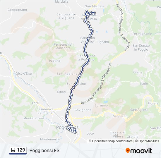 Percorso linea bus 129