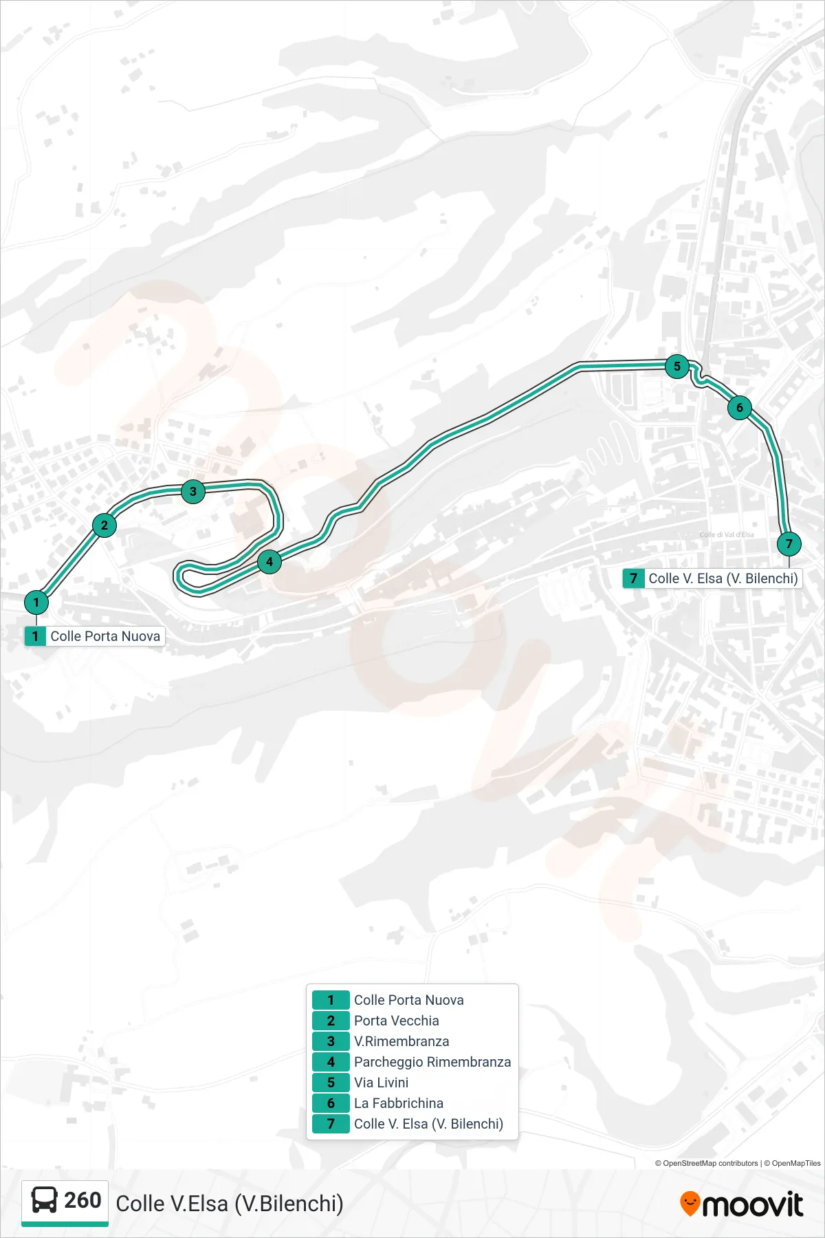 Linea 260 bus (Colle V.Elsa (V.Bilenchi)) - Percorsi e fermate sulla mappa