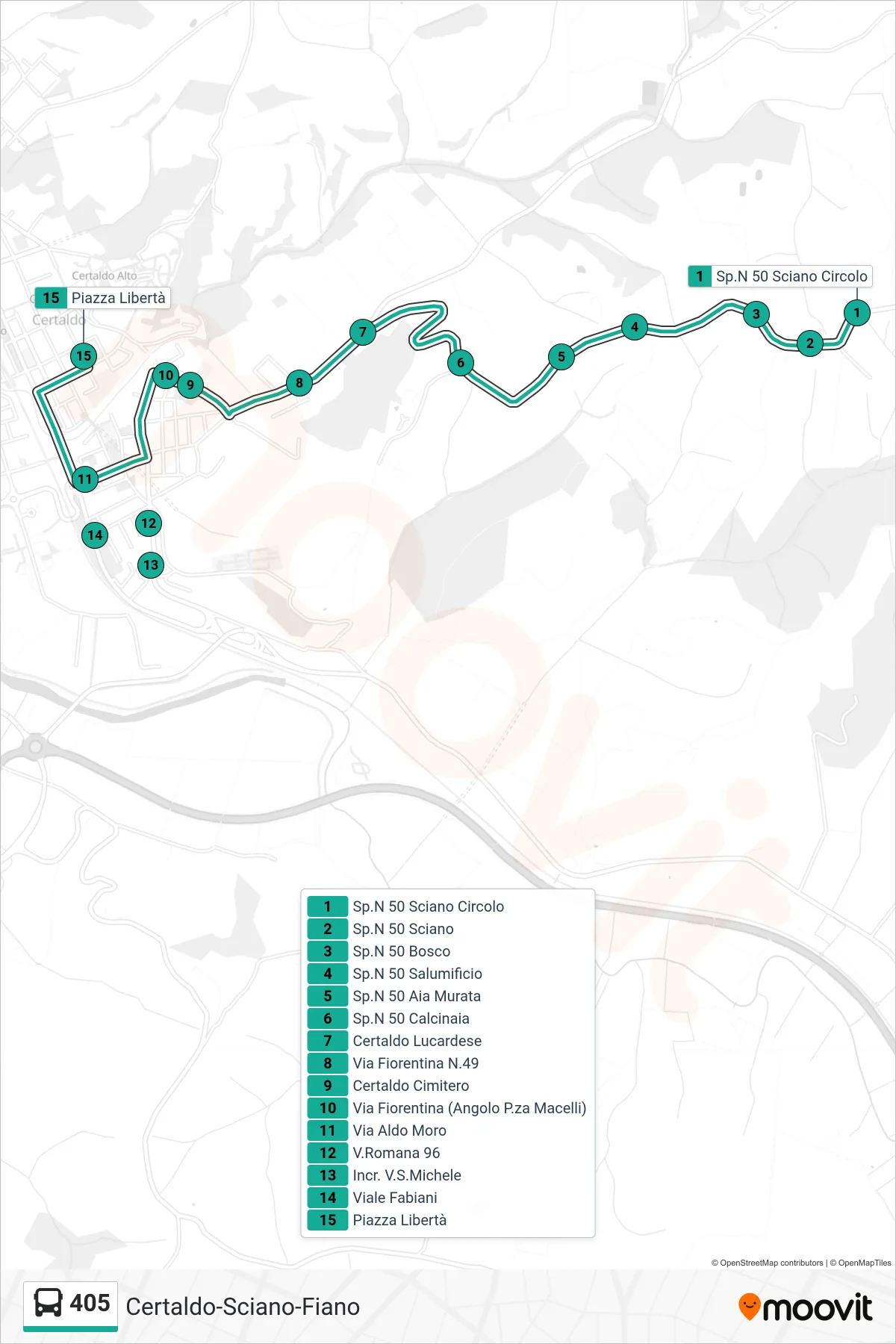 Linea 405 bus (Piazza Libertà) - Percorsi e fermate sulla mappa